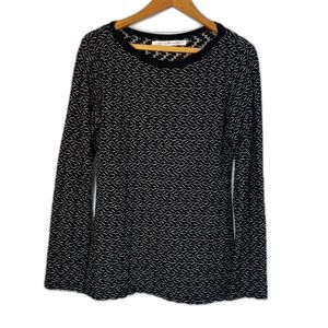 Max Studio Wavy Textured Stretchy‎ Lightweight Sweater Black & White Size Large